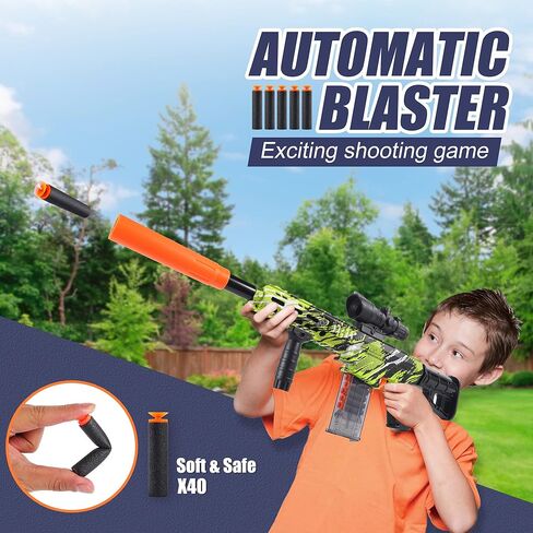 Toy Gun for Nerf Guns Bullet Automatic Machine Gun, Electric Toy Guns for Boys, Kids Outdoor Toys Blasters with Sniper Scope, DIY Motorized Shooting Game - Includes 40 Soft Darts (Camouflage) in Kuwait