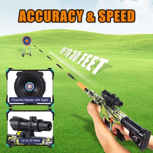 Toy Gun for Nerf Guns Bullet Automatic Machine Gun, Electric Toy Guns for Boys, Kids Outdoor Toys Blasters with Sniper Scope, DIY Motorized Shooting Game - Includes 40 Soft Darts (Camouflage) in Kuwait
