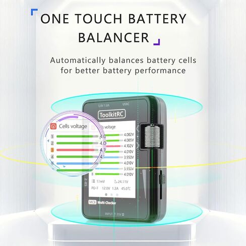ToolkitRC MC8 Smart Battery Multi-Checker Battery Balancer Charger Mini Size Cell Checker 32 Bit Battery Multi-Checker PWM Output PPM SBUS Readout with USB-C Fast Charging in Saudi Arabia