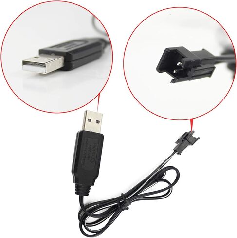 Fisca Rechargeable 3.7V 600mAh Lithium Ion Spare Battery with USB Charger, SM 2P Connector for RC Robot and Robotic Dog in Kuwait