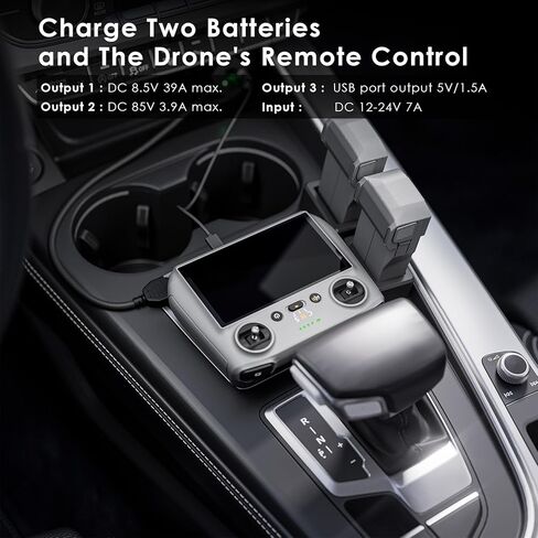 TIMETOP Mini 4 Pro/Mini 3 Pro Battery Car Charging for DJI Mini 4 /Mini 3 /Mini 3 Pro Drone and Remote Controller Accessories, Dual Power USB Car Charger, Multi Parallel Fast Charging Hub Accessories in Kuwait