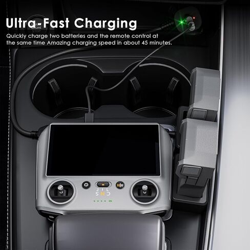 TIMETOP Mini 4 Pro/Mini 3 Pro Battery Car Charging for DJI Mini 4 /Mini 3 /Mini 3 Pro Drone and Remote Controller Accessories, Dual Power USB Car Charger, Multi Parallel Fast Charging Hub Accessories in Kuwait
