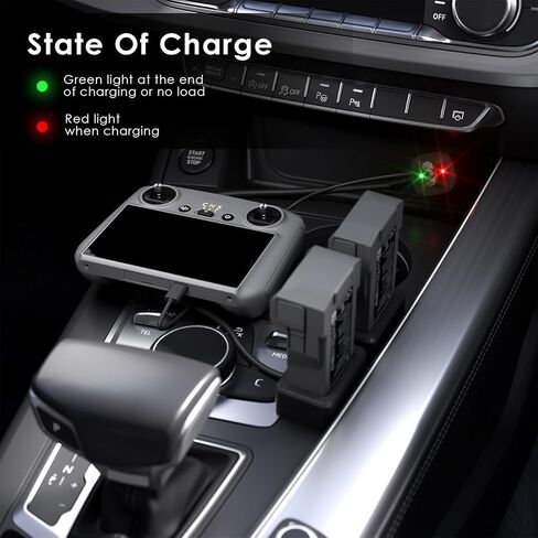 TIMETOP Mini 4 Pro/Mini 3 Pro Battery Car Charging for DJI Mini 4 /Mini 3 /Mini 3 Pro Drone and Remote Controller Accessories, Dual Power USB Car Charger, Multi Parallel Fast Charging Hub Accessories in Kuwait