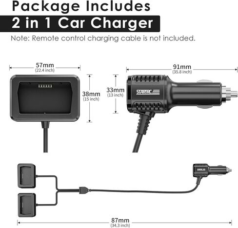 TIMETOP Mini 4 Pro/Mini 3 Pro Battery Car Charging for DJI Mini 4 /Mini 3 /Mini 3 Pro Drone and Remote Controller Accessories, Dual Power USB Car Charger, Multi Parallel Fast Charging Hub Accessories in Kuwait