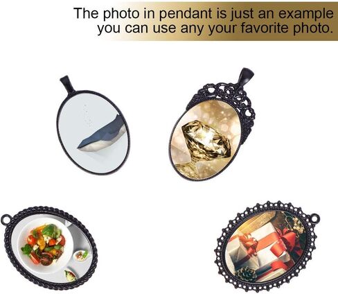 PH PandaHall 60pcs Pendant Tray Kit, 30pcs 5 Color Oval Pendant Blank Bezel, 30pcs 25 x 18mm Glass Cabochon Dome Tiles Clear Cameo Memorial Photo Pendant for Wedding Bouquet Graduation Photo Charm in Kuwait