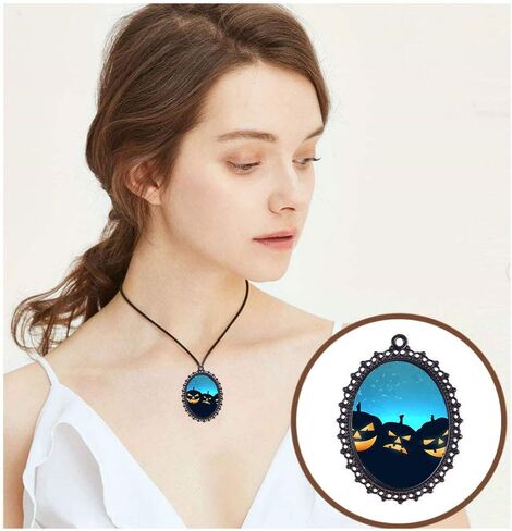 PH PandaHall 60pcs Pendant Tray Kit, 30pcs 5 Color Oval Pendant Blank Bezel, 30pcs 25 x 18mm Glass Cabochon Dome Tiles Clear Cameo Memorial Photo Pendant for Wedding Bouquet Graduation Photo Charm in Kuwait