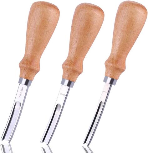 3 حجم جلد الحافة أداة 0.7 سم ، 1 سم ، 1.2 سم ، حافة التزلج الجلدية واسعة الفم الحافة الشفة ، DIY مشطوفة الضحلة التزلج تشذيب الجلد حافة الصحافة in Kuwait