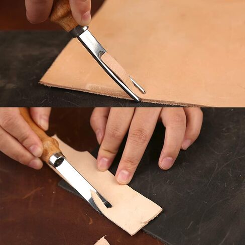 3 حجم جلد الحافة أداة 0.7 سم ، 1 سم ، 1.2 سم ، حافة التزلج الجلدية واسعة الفم الحافة الشفة ، DIY مشطوفة الضحلة التزلج تشذيب الجلد حافة الصحافة in Kuwait