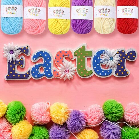 6 Size Pompom Maker Fluff Ball Waver with 12 Colors Acrylic Yarn Skeins Thread Cutter Scissors DIY Wool Knitting Craft Tool Set for Christmas Xmas Birthday Baby Shower Wedding Decoration in Saudi Arabia