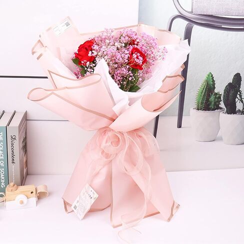 200 ورقة من ورق تغليف الزهور بحافة ذهبية من Tisorast، لوازم باقة زهور مقاومة للماء، ورق تغليف زهور ملون لتغليف الهدايا، 22.8 × 22.8 بوصة (10 ألوان) in Kuwait