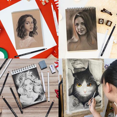 مجموعة رسم فحم من ماركولور، 19 قطعة، أقلام رصاص فحم أبيض وأسود للرسم والرسم والتظليل والمزج وأقلام رصاص للفنانين للمبتدئين والفنانين المحترفين in Saudi Arabia