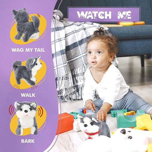 كلب بيتيرلاين التفاعلي الإلكتروني - المشي، النباح، هز الذيل، حيوان رفيق قابل للتمدد للأطفال (بودل بني) in Kuwait