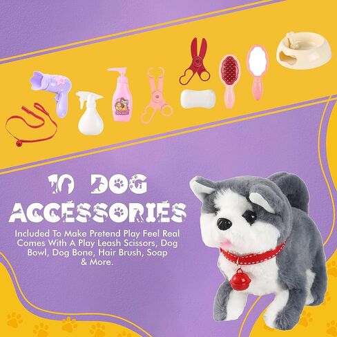 كلب بيتيرلاين التفاعلي الإلكتروني - المشي، النباح، هز الذيل، حيوان رفيق قابل للتمدد للأطفال (بودل بني) in Kuwait