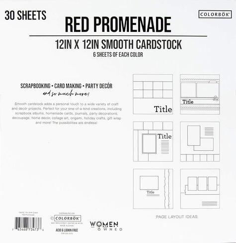 ColorBok 73473B Smooth Cardstock Paper Pad Red Promenade, 12" x 12",73473A in Kuwait