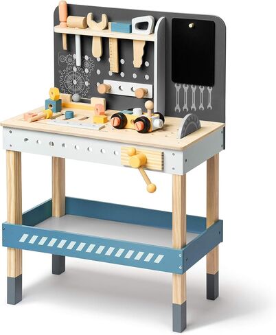 ROBOTIME Wooden Tool Bench for Kids Toy Play Workbench Workshop with Tools Set, Creative Wood Construction Tool Bench Toy for 3 4 5 Year Old Boys Girls in Saudi Arabia