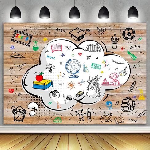 داينلس صورة خلفية مدرسية للفصول الدراسية 7×5 قدم للجامعة وكشك إسقاط صورة مرسومة باليد للترحيب بالعودة إلى المدرسة في اليوم الاول حقيبة مدرسية للمعلمين والطلاب وحفلات الغداء لافتة مكتب in Kuwait