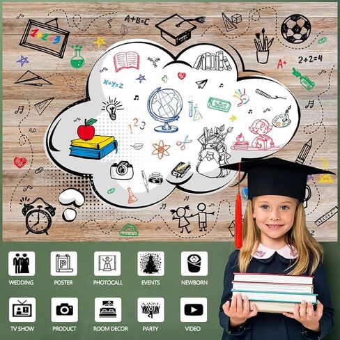 داينلس صورة خلفية مدرسية للفصول الدراسية 7×5 قدم للجامعة وكشك إسقاط صورة مرسومة باليد للترحيب بالعودة إلى المدرسة في اليوم الاول حقيبة مدرسية للمعلمين والطلاب وحفلات الغداء لافتة مكتب in Kuwait