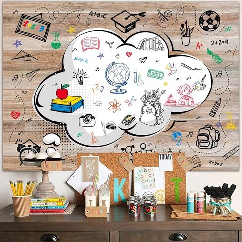 داينلس صورة خلفية مدرسية للفصول الدراسية 7×5 قدم للجامعة وكشك إسقاط صورة مرسومة باليد للترحيب بالعودة إلى المدرسة في اليوم الاول حقيبة مدرسية للمعلمين والطلاب وحفلات الغداء لافتة مكتب in Kuwait