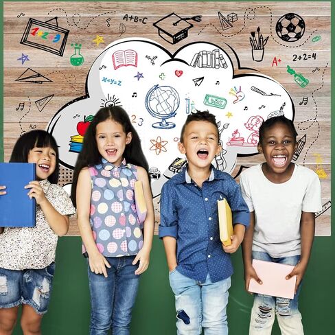 داينلس صورة خلفية مدرسية للفصول الدراسية 7×5 قدم للجامعة وكشك إسقاط صورة مرسومة باليد للترحيب بالعودة إلى المدرسة في اليوم الاول حقيبة مدرسية للمعلمين والطلاب وحفلات الغداء لافتة مكتب in Kuwait