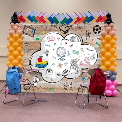 داينلس صورة خلفية مدرسية للفصول الدراسية 7×5 قدم للجامعة وكشك إسقاط صورة مرسومة باليد للترحيب بالعودة إلى المدرسة في اليوم الاول حقيبة مدرسية للمعلمين والطلاب وحفلات الغداء لافتة مكتب in Kuwait