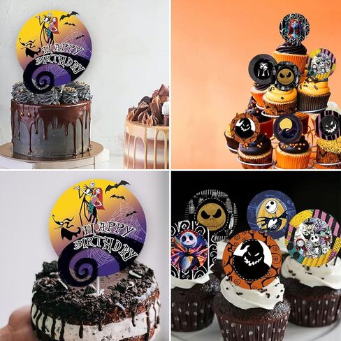 CAILESS Birthday Party Decorations - Nightmare Christmas Party Supplies 104Pcs, Included Birthday Banner Tablecloth Cake Toppers Balloon Hanging Swirls and Stickers for Kids Birthday Party in Kuwait