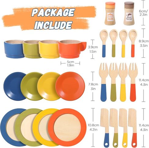 GAGAKU Wooden Play Food Sets for Kids Kitchen,Montessori Wooden Play Food Toys Play Plates and Dishes for Kids Wooden Play Kitchen Accessories Play Dishes for Toddler Boys Girls Gifts in Kuwait