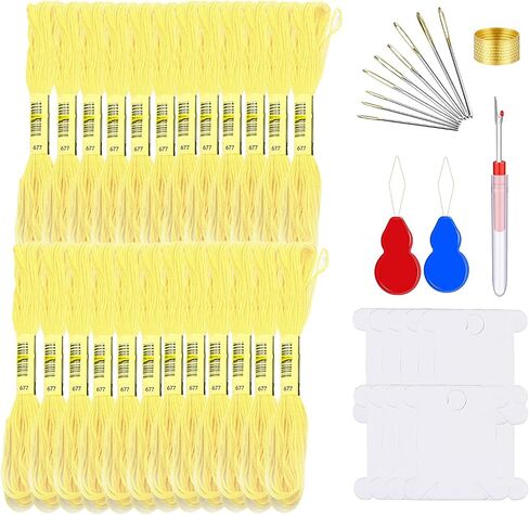 Embroidery Floss Kit-24 Skeins Premium Cross Stitch Thread for Knitting, Embroidery Stitching and Cross Stitch Project (Light Yellow) in Saudi Arabia
