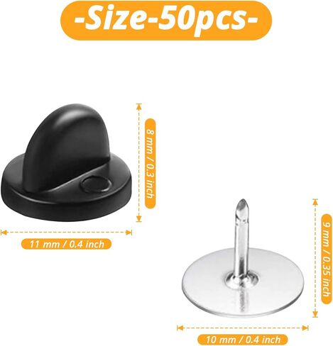 Jawflew 50 Pairs Rubber Pin Backs Lapel Pin Backs with Tie Tacks Blank Pins, Pin Cap Keepers Replacement for Uniform Badges Comfort Fit Tie Tack Lapel Pin Backing Holder Clasp (Black) in Kuwait