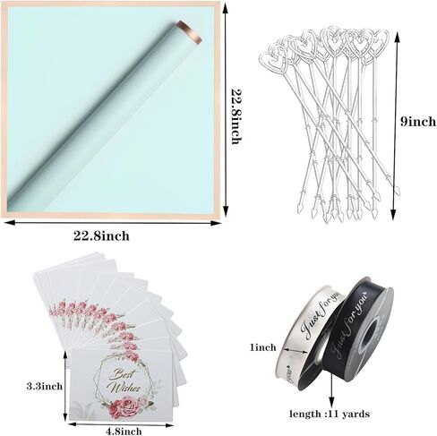 picheng أوراق ورق تغليف الزهور ذات الحافة الذهبية المقاومة للماء، 40 ورقة 8 ألوان 22.8 × 22.8 بوصة باقة زهور طازجة شفافة لتغليف الهدايا لوازم باقة الزهور in Kuwait