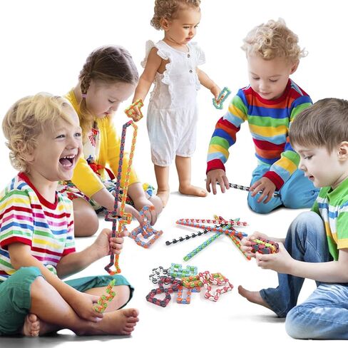 LENDOD 30 حزمة من ألعاب Wacky Tracks Snap and Click Fidget Toys ألعاب حسية للأصابع، 24 وصلة ألغاز ثعبان لتخفيف التوتر، وحشو حقائب الحفلات، ومستلزمات الحفلات in Kuwait