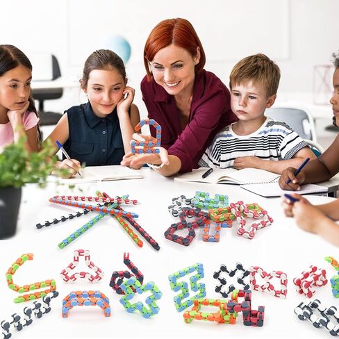 LENDOD 30 حزمة من ألعاب Wacky Tracks Snap and Click Fidget Toys ألعاب حسية للأصابع، 24 وصلة ألغاز ثعبان لتخفيف التوتر، وحشو حقائب الحفلات، ومستلزمات الحفلات in Kuwait