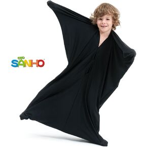 SANHO Dynamic Movement Sensory Sock Body Sock,Medium,6-9 years old, 47''HX27''W, Good for Height:41"-51",Black