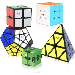 Speed Cube Set, Infinity Cube, Magic Cube 2x2,3x3,Pyramid,Megaminx Puzzle Cube Toy for Children Adults, Pack of 5 in Kuwait