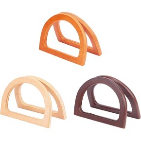 PH PandaHall 3 Colors D-Shaped Handbag Handles, 6pcs Wood Purse Handle Handmade Bag Handle Replacement for Handmade Beach Bag Handbags Straw Bag Macrame Market Bags Canvas Handbags Making in Saudi Arabia