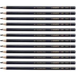 Stabilo 8406 All Coloured Pencil Crayons for Almost All Surfaces, 3.3 mm, Black, Pack of 12