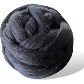 Revolution Fibers Black Wool Roving 8 Ounces | Premium Merino Roving Wool for Blanket 21 Micron | Soft Spinning Wool Top, Chunky Roving Yarn, Needle & Wet Felting, Hand Spinning & Weaving in Kuwait