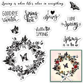 Flower Background Clear Stamps for Card Making Scrapbooking DIY Decorations, Flower Clear Stamps for Embossing Album Crafts Décor