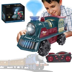 Train Toys for 3 Year olds YF-TOW Toy Train Electric Train with Smoke, Lights & Sounds,Rechargeable Battery，Birthday Gifts for 3 4 5 Year Old Boys (Red) in Kuwait