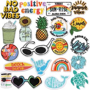 Syhood 20 Pieces Iron on Hippie VSCO Vintage Patches Appliques Hippie Retro Embroidered Patches Summer Beach Iron on Patches for Backpacks, Jeans, Jackets and Clothes DIY Craft(Mixed Style)