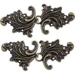 Bezelry 4 Pairs Asymmetric Acanthus Leaf Cape or Cloak Clasp Fasteners. 66mm x 28mm Fastened. Sew On Hooks and Eyes Cardigan Clip (Matte Black) in Kuwait