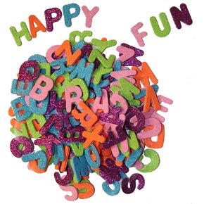 10 Sets of Small Alphabet Letter Foam Glitter Stickers (approx. 260 pcs) 5 Colors - Arts Craft Supplies for Greeting Card Decoration | Size: 1-inch