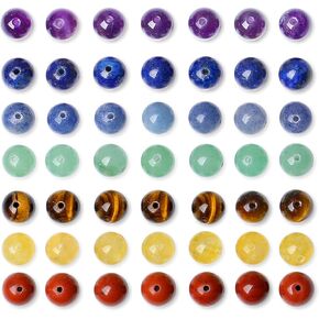 QINJIEJIE 105PCS 7 Chakra Stone Beads 8mm Natural Beads Round Loose Gemstone Bead for Bracelet Beading Crystal Jewelry Making DIY Necklace Earrings 0.32"
