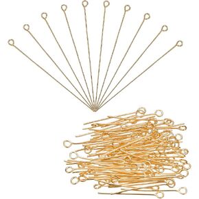 MECCANIXITY 100Pcs Bronze Iron Eye Pins 60mm 21 Gauge/0.7mm Eye Pins for Jewelry Making Findings DIY Craft Necklaces Bracelets Earrings Head Pins in Kuwait