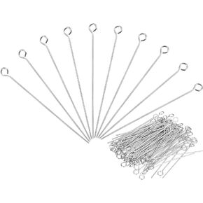 PATIKIL 50Pcs 304 Stainless Steel Jewelry Eye Pins 60mm 22 Gauge Silver Open Eye Pins for Jewelry Making DIY Craft Necklaces Bracelets Earrings