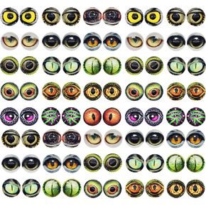 8MM (5/16 inches) 100PCS Owl Snake Lizard Animal Eyes Glass Cabochon for Clay Doll Making Sculptures Props Craft DIY Findings Jewelry Making
