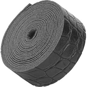 GORGECRAFT Crocodile Pattern Leather Strap Strip 2 Inch Wide 79 Inch Long Bump Texture Leather Belt Wrap Single Sided Flat Cord for DIY Crafts Projects Clothing Making Bag Handles（Black）