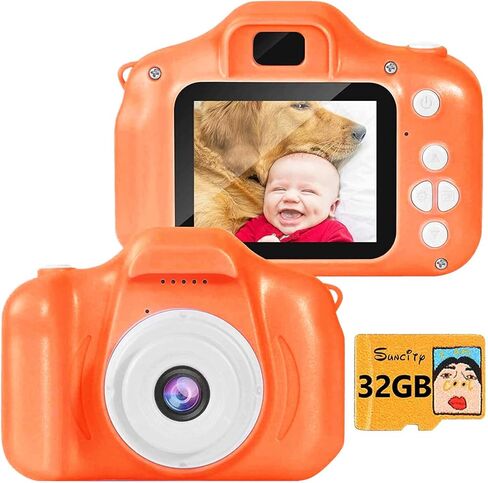 كاميرا رقمية للأطفال من SUNCITY، هدايا عيد الميلاد للأولاد من سن 3 إلى 9 سنوات، كاميرات فيديو رقمية عالية الدقة للأطفال الصغار، لعبة محمولة لعمر 3 4 5 6 7 8 سنوات مع بطاقة SD سعة 32 جيجابايت - برتقالية in Kuwait