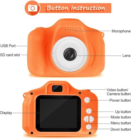 كاميرا رقمية للأطفال من SUNCITY، هدايا عيد الميلاد للأولاد من سن 3 إلى 9 سنوات، كاميرات فيديو رقمية عالية الدقة للأطفال الصغار، لعبة محمولة لعمر 3 4 5 6 7 8 سنوات مع بطاقة SD سعة 32 جيجابايت - برتقالية in Kuwait
