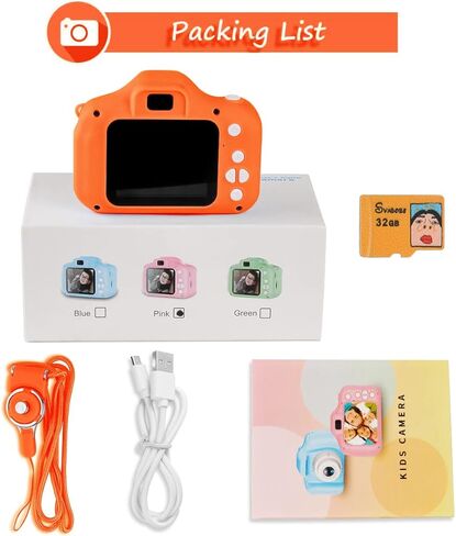 كاميرا رقمية للأطفال من SUNCITY، هدايا عيد الميلاد للأولاد من سن 3 إلى 9 سنوات، كاميرات فيديو رقمية عالية الدقة للأطفال الصغار، لعبة محمولة لعمر 3 4 5 6 7 8 سنوات مع بطاقة SD سعة 32 جيجابايت - برتقالية in Kuwait