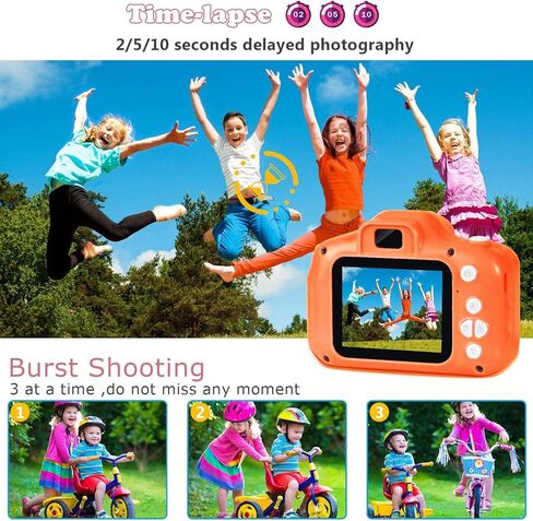 كاميرا رقمية للأطفال من SUNCITY، هدايا عيد الميلاد للأولاد من سن 3 إلى 9 سنوات، كاميرات فيديو رقمية عالية الدقة للأطفال الصغار، لعبة محمولة لعمر 3 4 5 6 7 8 سنوات مع بطاقة SD سعة 32 جيجابايت - برتقالية in Kuwait